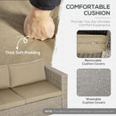 Set Salotto da Giardino Divano 2 Poltrone e Tavolino in Rattan Polietilene Kaki e Beige