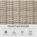 Set Salotto da Giardino Divano 2 Poltrone e Tavolino in Rattan Polietilene Kaki e Beige