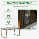 Set Salotto da Giardino Divano 2 Poltrone e Tavolino in Metallo e Texteline Kaki