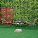 Set Salotto da Giardino Divano 2 Poltrone e Tavolino in Rattan Naturale e Poliestere Nero