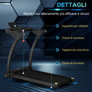 Tapis Roulant Motorizzato Pieghevole 14 km/h 550W 12 Programmi Nero