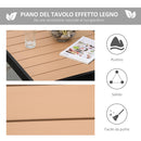 Tavolo da Giardino 80x80x74 cm in Alluminio e Plastica Nero e Color Legno