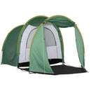Tenda da Campeggio 4-6 Persone 410x240x195 cm 2 Spazi 4 Porte a Cerniera Verde