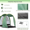 Tenda da Campeggio 4-6 Persone 410x240x195 cm 2 Spazi 4 Porte a Cerniera Verde