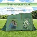 Tenda da Campeggio 4-6 Persone 410x240x195 cm 2 Spazi 4 Porte a Cerniera Verde