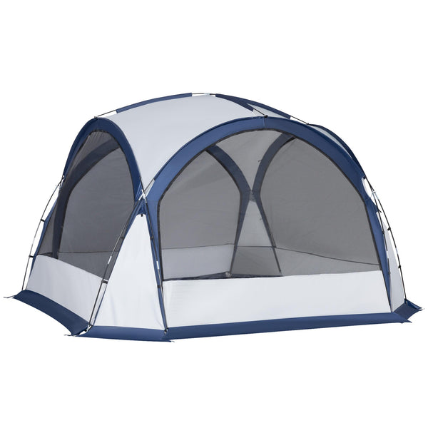 Campingzelt 6-8 Personen 350 x 350 x 230 cm 4 Türen mit Reißverschluss Weiß und Blau acquista