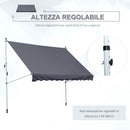 Tenda da Sole a Muro 300x150 cm in Metallo e Poliestere Grigio