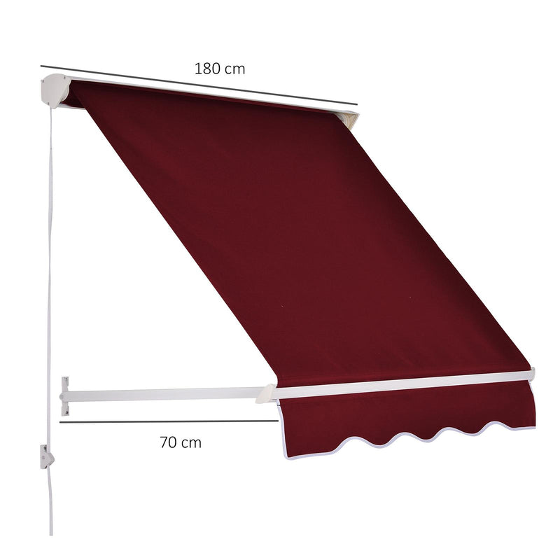 Tenda da Sole a Caduta 180×70 cm in Alluminio e Poliestere Rosso