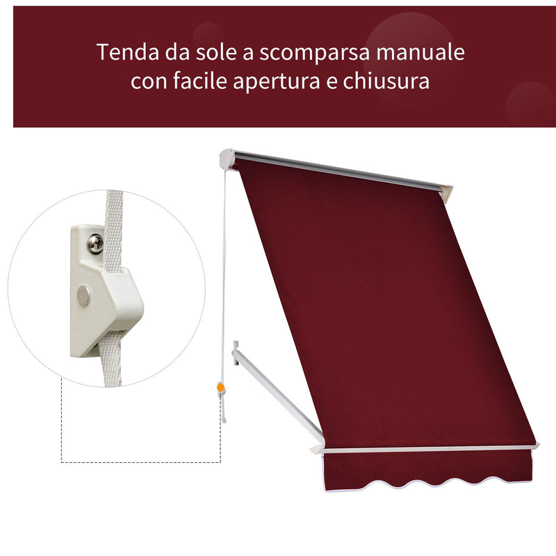 Tenda da Sole a Caduta 180×70 cm in Alluminio e Poliestere Rosso