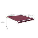 Tenda da Sole 295x250 cm in Alluminio e Poliestere Rosso Scuro