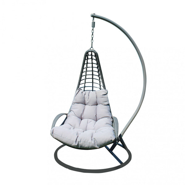 sconto Lipari Schaukelstuhl aus grauem Korbgeflecht