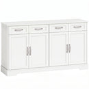 Credenza da Cucina Stile Country 140x38x80 cm con 4 Cassetti e 4 Ante in MDF Bianco      