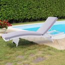 Lettino Prendisole da Giardino Honolulu con Cuscino 67x206x32 h cm in Wicker Bianco