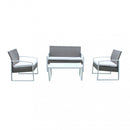 Set Salotto da Giardino Divano 2 Poltrone e Tavolino con Cuscini in Wicker Grigio