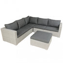 Set Salotto da Giardino Divano 2 Poltrone e Tavolino con Cuscini in Wicker Grigio
