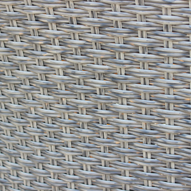 Set Salotto da Giardino Divano 2 Poltrone e Tavolino con Cuscini in Wicker Grigio