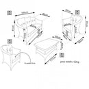 Set Salotto da Giardino Divano 2 Poltrone e Tavolino con Cuscini in Wicker Grigio