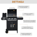 Barbecue a Gas 4 Fuochi 110x50x100 cm in Metallo Nero