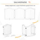 Cancelletto di Sicurezza Pieghevole per Animali Domestici 154,5x29,5x61 cm in Legno e MDF Bianco