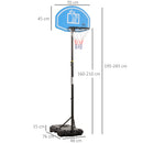 Canestro da Basket Altezza Regolabile 195-245 cm in Acciaio e HDPE Blu