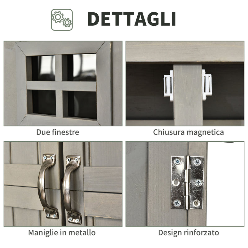 Casetta Box da Giardino 127,5x50x164 cm in Legno di abete Grigio Chiaro
