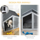 Cuccia per Cani a Casetta 60x43x55 cm in Truciolare e Poliestere Grigio