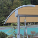 Dondolo 2 Posti da Giardino 175x112x165 cm in con Tavolino in Metallo e Poliestere Beige