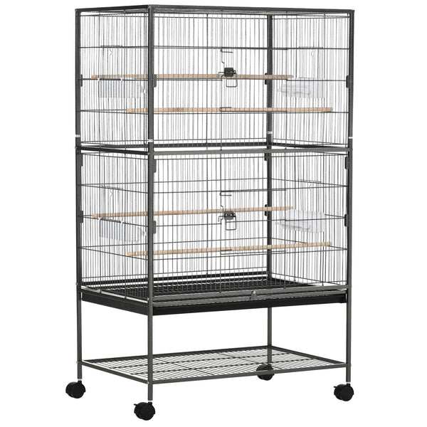 Voliere Vogelkäfig 78x52x132 cm aus dunkelgrauem Stahl sconto