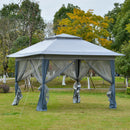 Gazebo da Giardino 3,64x3,64x2,94m in Acciaio e Tessuto Oxford Grigio
