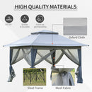 Gazebo da Giardino 3,64x3,64x2,94m in Acciaio e Tessuto Oxford Grigio