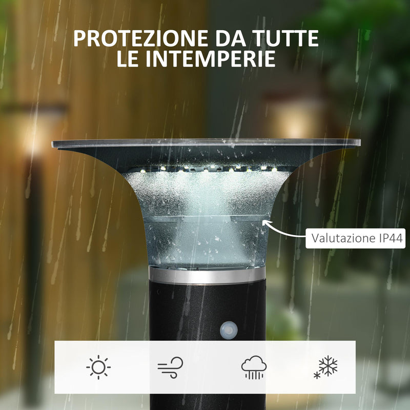 Luce da Esterno a Energia Solare Ø23,5x60 cm in Alluminio Nero