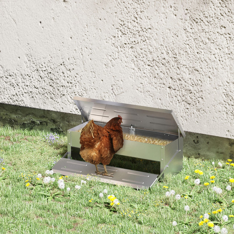 Mangiatoia per Galline 56x37x18,5 cm in Alluminio Argento