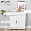 Mobiletto Bagno 2 Ante 2 Cassetti 1 Ripiano 68x33x76 cm in MDF Bianco