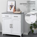 Mobiletto Bagno 2 Ante 2 Cassetti 1 Ripiano 68x33x76 cm in MDF Bianco