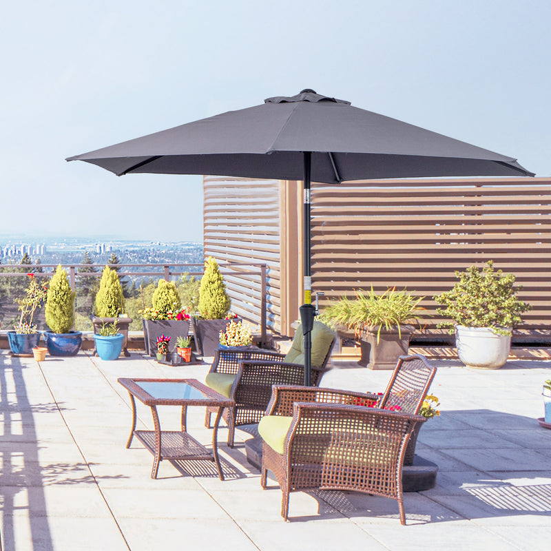 Ombrellone da Giardino Ø2,7x2,35 m Palo Ø38 mm in Alluminio e Tessuto in Poliestere Grigio