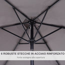 Ombrellone da Giardino Ø2,7x2,35 m Palo Ø38 mm in Alluminio e Tessuto in Poliestere Grigio