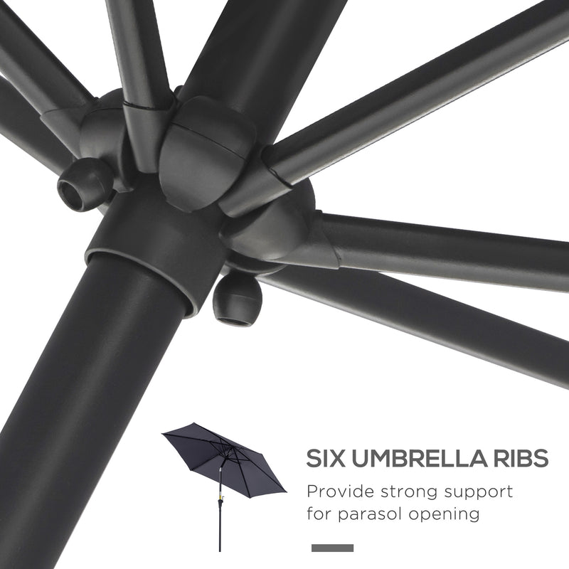 Ombrellone da Giardino Ø2,7x2,35 m Palo Ø38 mm in Alluminio e Tessuto in Poliestere Grigio