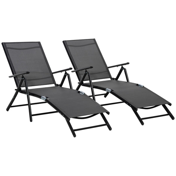 sconto Set mit 2 klappbaren Sonnenliegen 64 x 134 x 95 cm aus Aluminium und schwarzem Netz