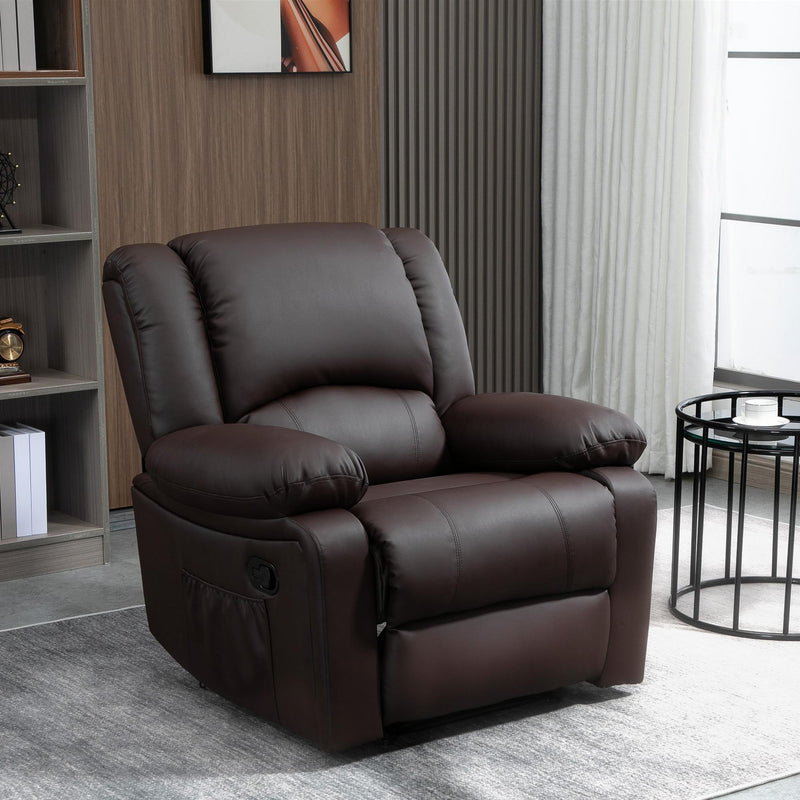 Poltrona Relax Reclinabile Manuale 100x89x100 cm in in Similpelle Marrone