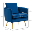Poltrona Imbottita 63x61x80 cm in Velluto Blu