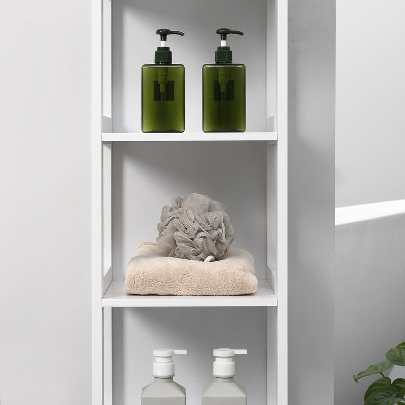 Mobile Scaffale Bagno 5 Ripiani 30x30x140 cm in MDF Bianco