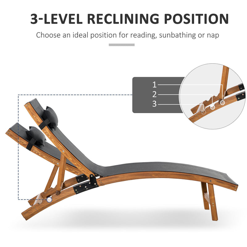 Lettino Prendisole da Giardino 180x56x72 cm in Legno e Texteline Nero