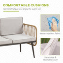 Set da Giardino Divano 2 Poltrone e Tavolino in Rattan Beige