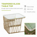 Set da Giardino Divano 2 Poltrone e Tavolino in Rattan Beige