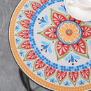 Set 2 Tavolini da Giardino in Ceramica e Metallo con Piano a Mosaico