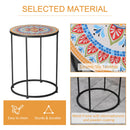 Set 2 Tavolini da Giardino in Ceramica e Metallo con Piano a Mosaico