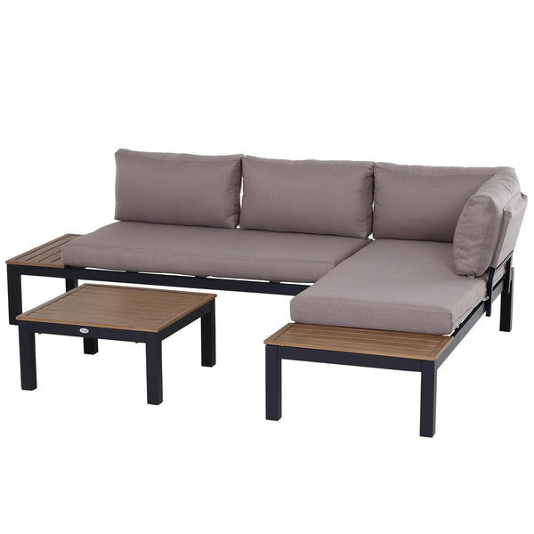 Gartengarnitur Ecksofa und Couchtisch aus grauem Aluminium prezzo