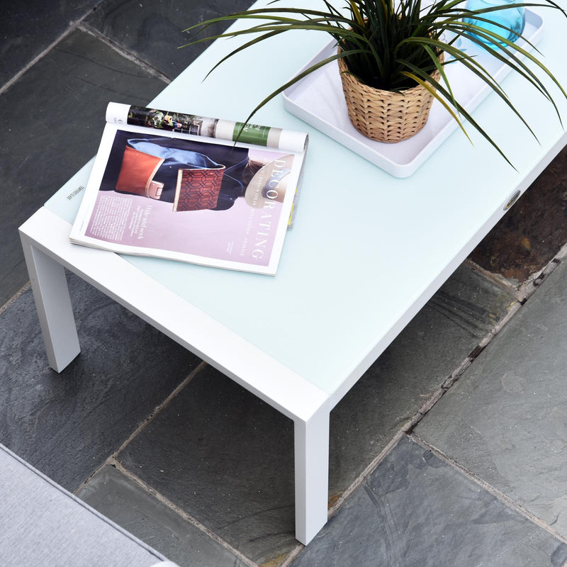 Set da Giardino Divano 2 Poltrone e Tavolino in Alluminio Bianco e Grigio