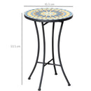 Tavolino da Giardino Ø35,5x53,5 cm in Metallo con Mosaico