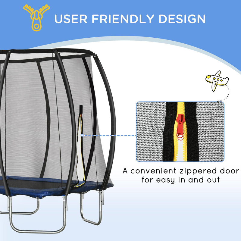 Trampolino Tappeto Elastico per Bambini Ø210 cm in con Rete di Sicurezza Blu